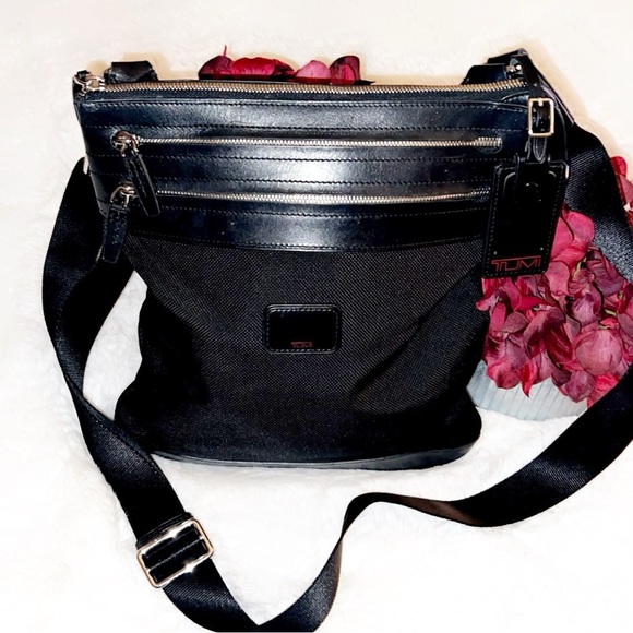 TUMI Leather Trim Nylon Crossbody Bag - Picture 2 of 11